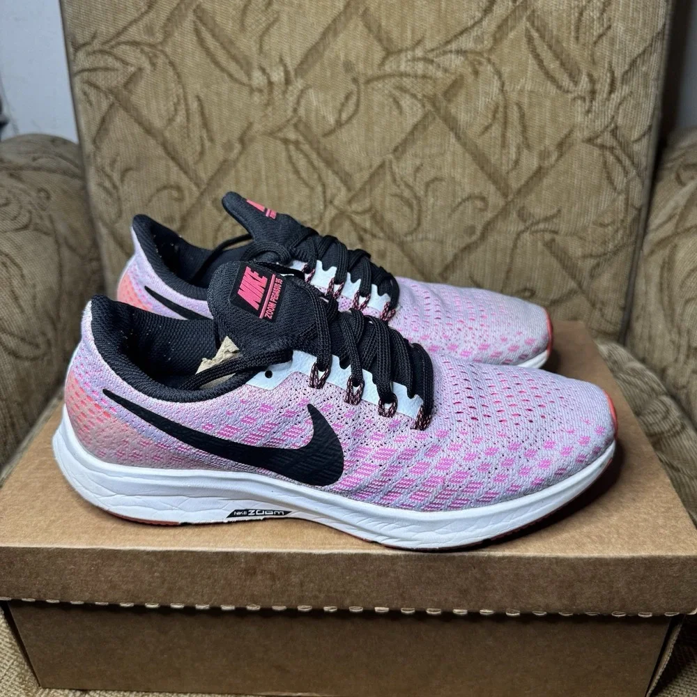 Nike Zoom Pegasus 35 Shoes Womens Size 9.5 Pink Black Running Sneaker 942855-406